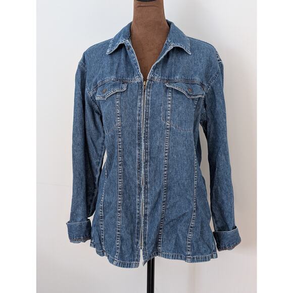 Vtg Jordache Denim Jacket | 80s Zip Front Trucker | Medium Wash - Picture 3 of 10